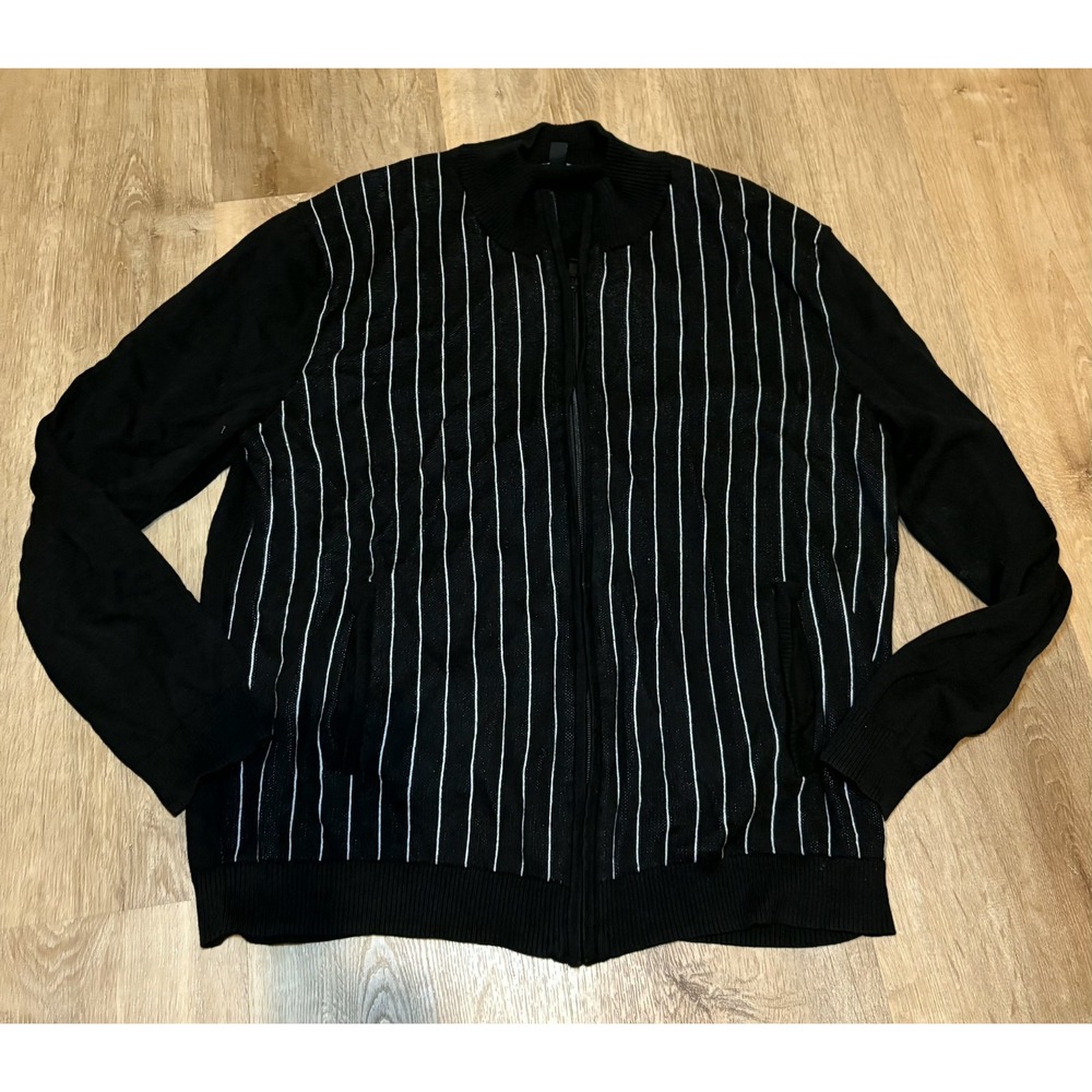 Black and White Striped Men's Sweater